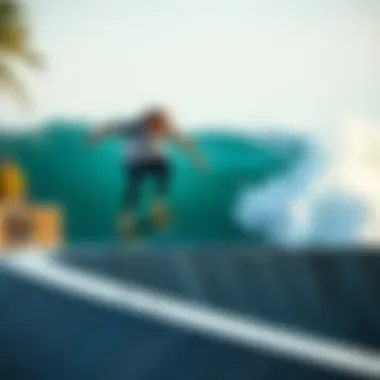 Skateboard Tricks on Ramp Skateboarder performing tricks on a ramp