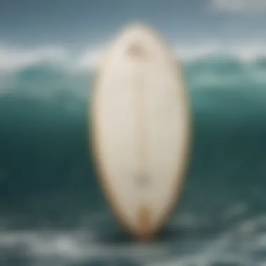 Innovative Surfboard Design for Pure Waves A close-up of a surfboard designed for optimal wave riding