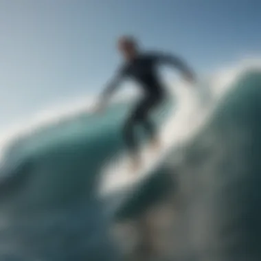 A surfer riding a perfect pure wave, showcasing technique