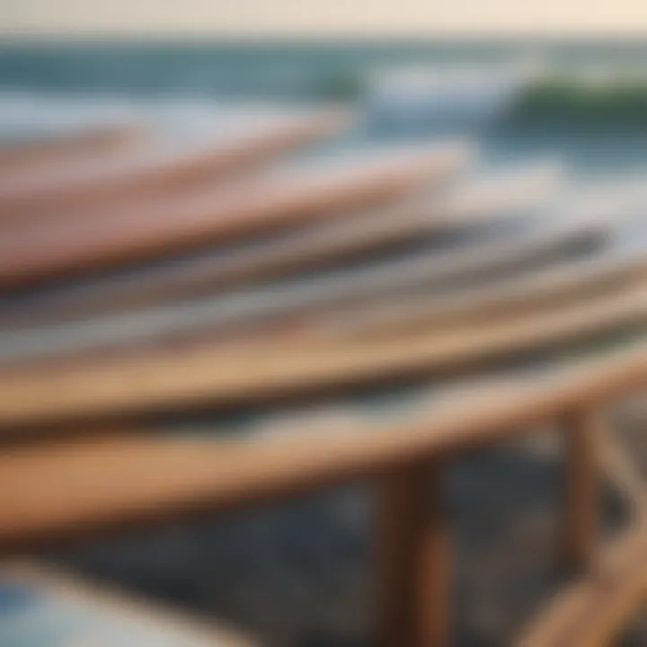 A detailed view of various surfboard shaping racks showcasing their design and functionality.