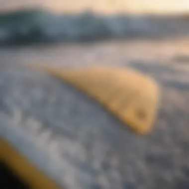 Close-up view of a surfboard traction pad showcasing unique texture and design.