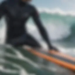 Close-up view of a high-performance surfing wetsuit material showcasing its texture and flexibility
