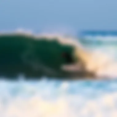 Surfing at High Tide Surfer riding a wave during high tide