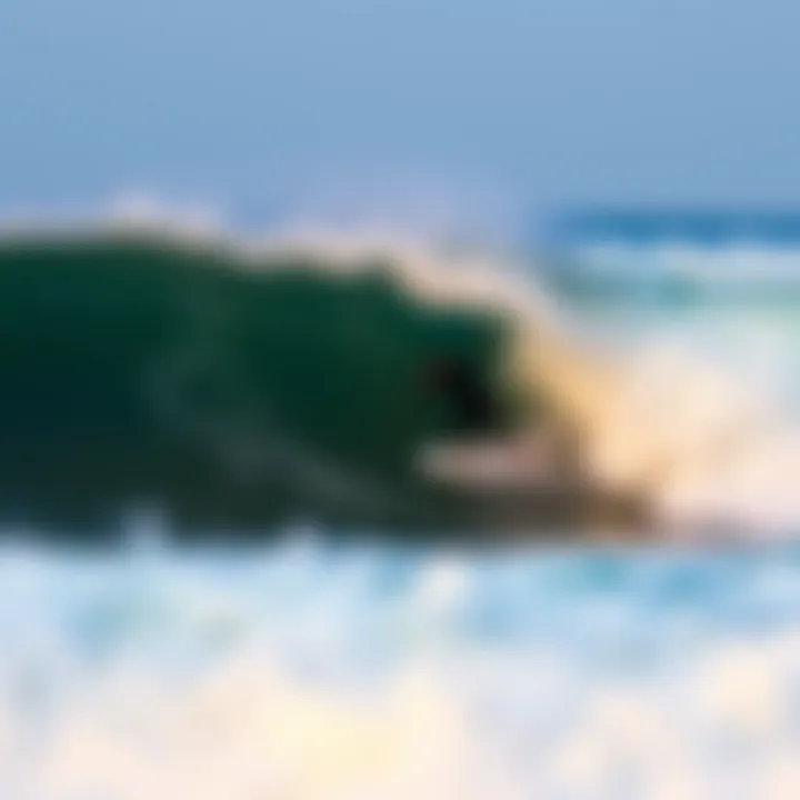 Surfing at High Tide Surfer riding a wave during high tide