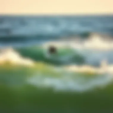 A surfer riding a wave on a single fin surfboard