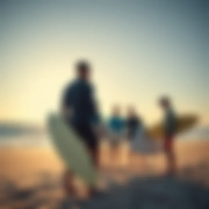 Surf Culture Discussion on Wiggle Fin Group of surfers discussing wiggle fin technology on the beach