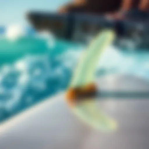 Innovative Wiggle Fin Design Innovative wiggle fin design showcased on a surfboard