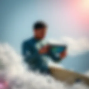 Decoding Weather Reports for Optimal Surfing Surfer analyzing weather reports on a digital device