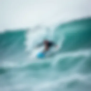 Surfer maneuvering on a perfect Wave Three swell