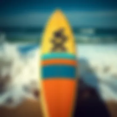 Classic surfboard with vintage graphics