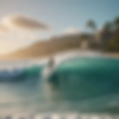 Scenic Waikiki: Ideal Surfing Conditions A picturesque view of Waikiki beach with gentle waves perfect for beginners