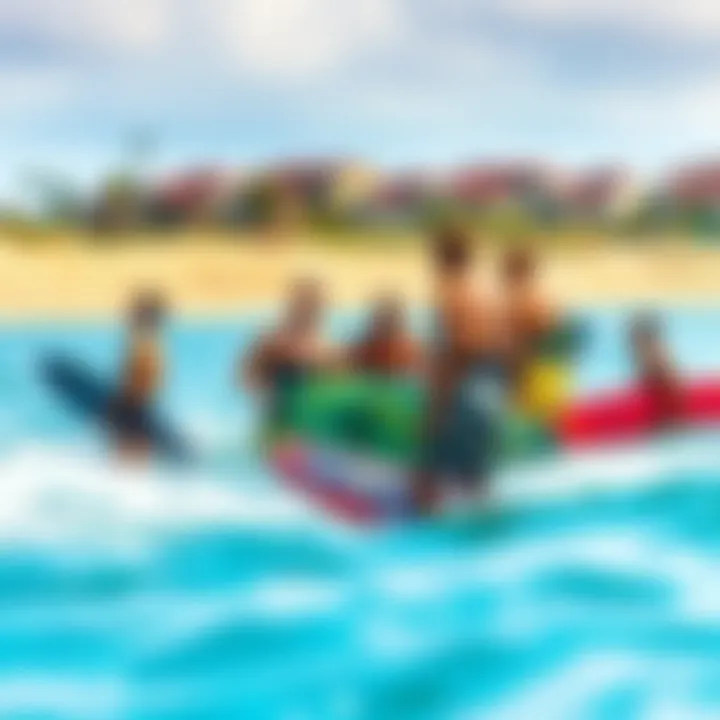 Community Engagement in Wakesurfing Group of wakesurfers sharing tips and experiences