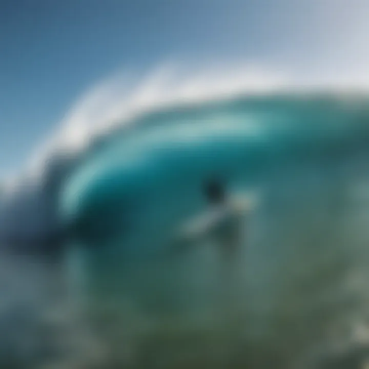 An innovative wave pool in action with surfers riding artificial waves