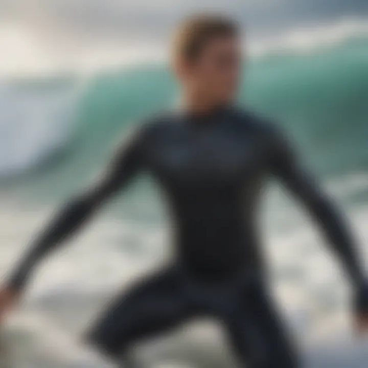 Fit analysis of a wet suit on a surfer