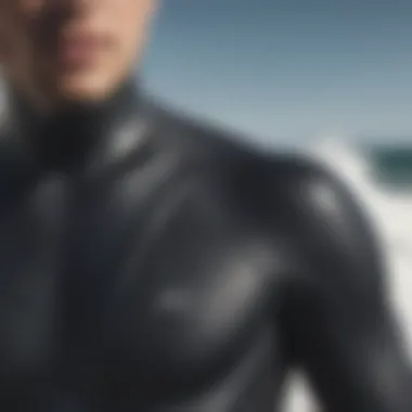 High-Performance Wetsuit Material Close-up view of high-performance wetsuit material showcasing flexibility and durability.