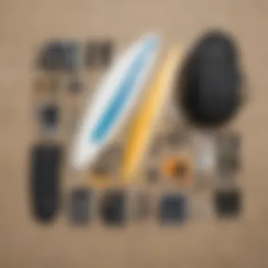 Essential Surf Gear for Enthusiasts in White Plains Surf gear laid out on the beach ready for use
