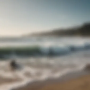 Surf lesson instruction happening on the beach