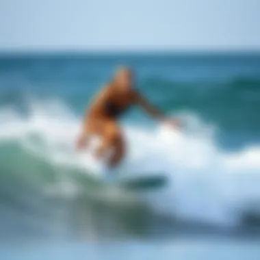 Dynamic action shot of surfing