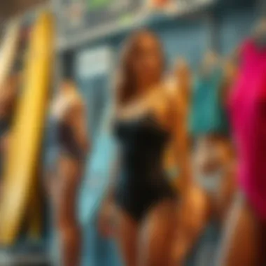 Stylish bathing suits on display