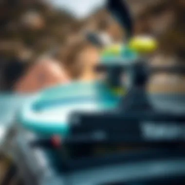 Detailed Features of Yakima Surfboard Rack Close-up of Yakima surfboard rack details and features