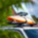 Yakima surfboard rack mounted on a vehicle